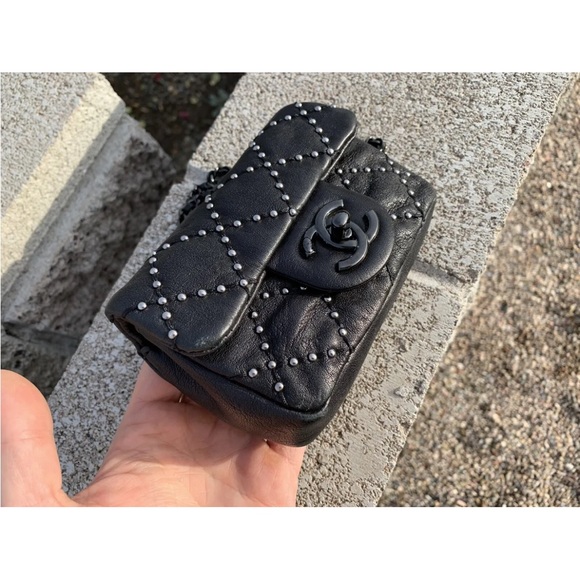 🔥SALE🔥Chanel mini rectangle classic flap studded Dallas black bag - Picture 5 of 16